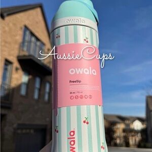 Owala Pillow Talk 24 oz Birthday Bash, Striped Blue w/ Cherries Water Bottle